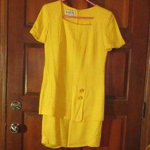 Yellow Acetate/Rayon Dress Size 6P by ROBERT RIEL